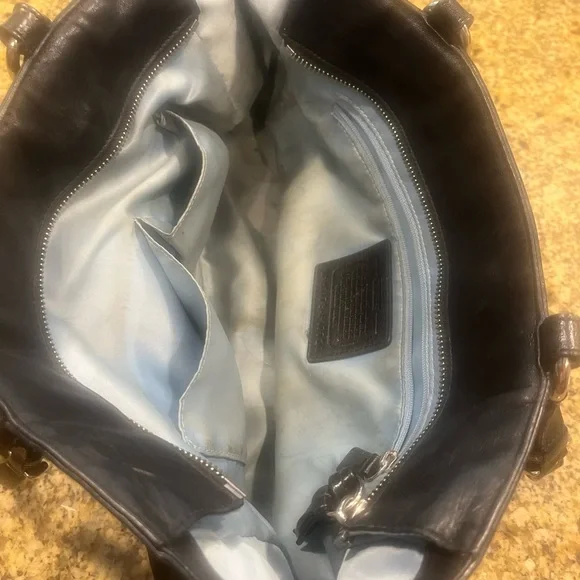 Coach Gallery Soft Black Leather Handbag Tote Purse - Picture 11 of 13